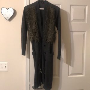 Gray faux fur cardigan